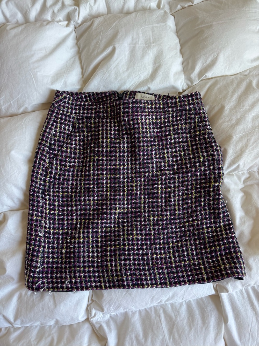 LOFT Purple Multicolor Tweed Pencil Skirt